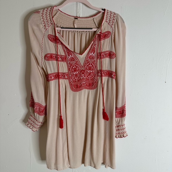 Free People Wind Willow Mini Peasant Dress Size X Small - Picture 3 of 9